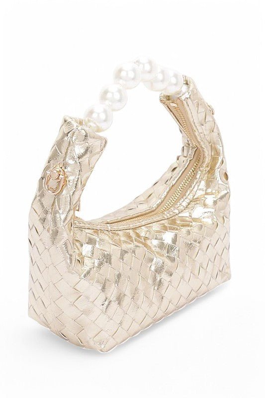 Pearl Handle Metallic Small Convertible Clutch Bag - Blu Lotus Boutique