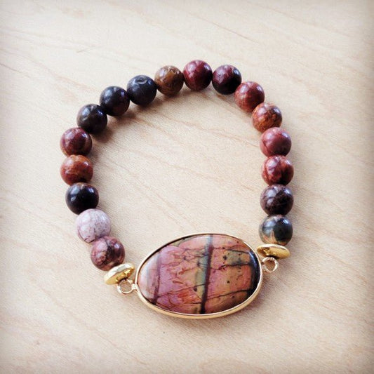 Picasso Jasper Bracelet w Center Agate Stone - Blu Lotus Boutique