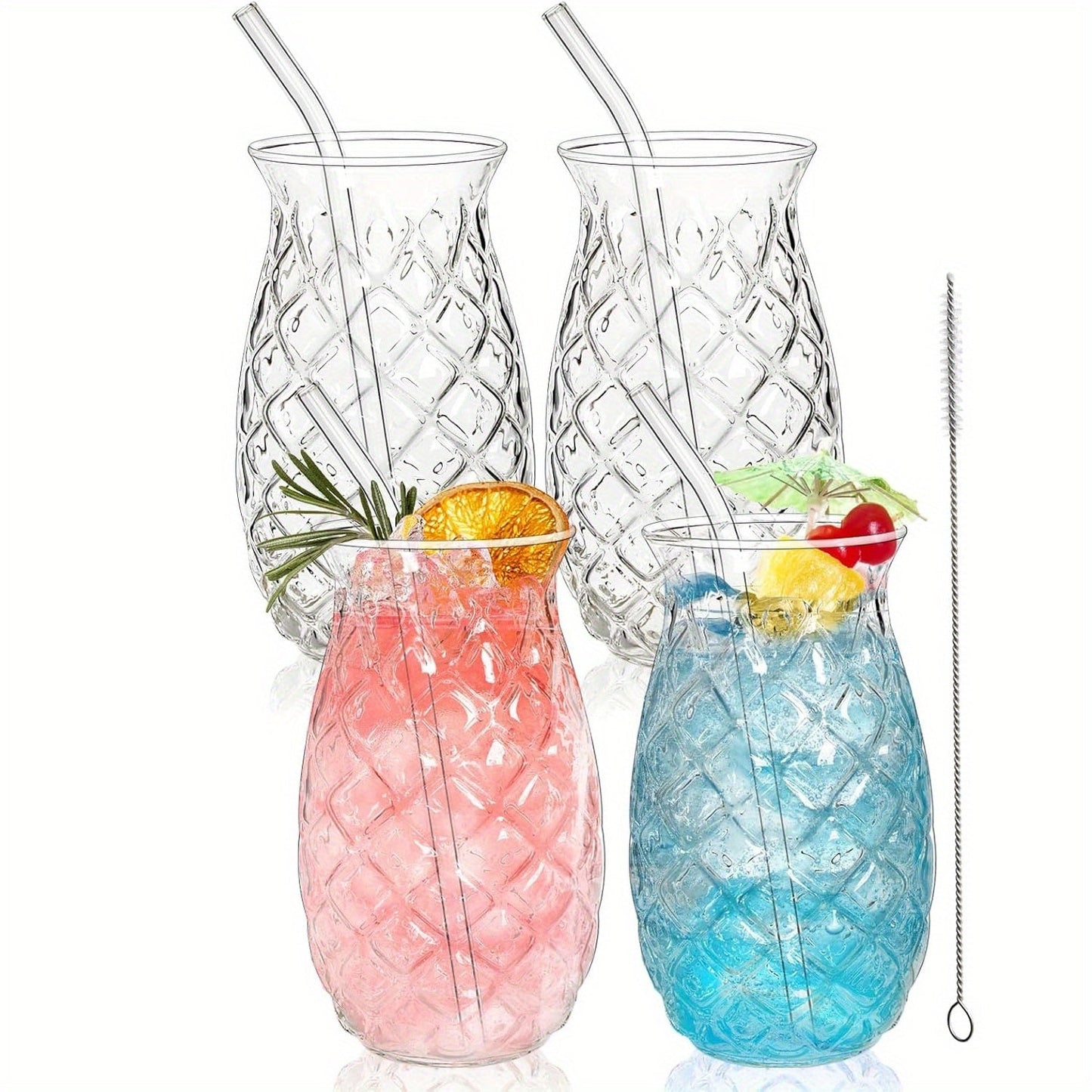 Pineapple Cups with Straws Tropical Party Drinkware - Blu Lotus Boutique