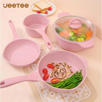 Pink Pots and Pans Set Nonstick 23pcs, Healthy Kitchen Cookware Sets, Induction Cooking Set Pink Frying Pans, Saucepans, Sauté - Blu Lotus Boutique