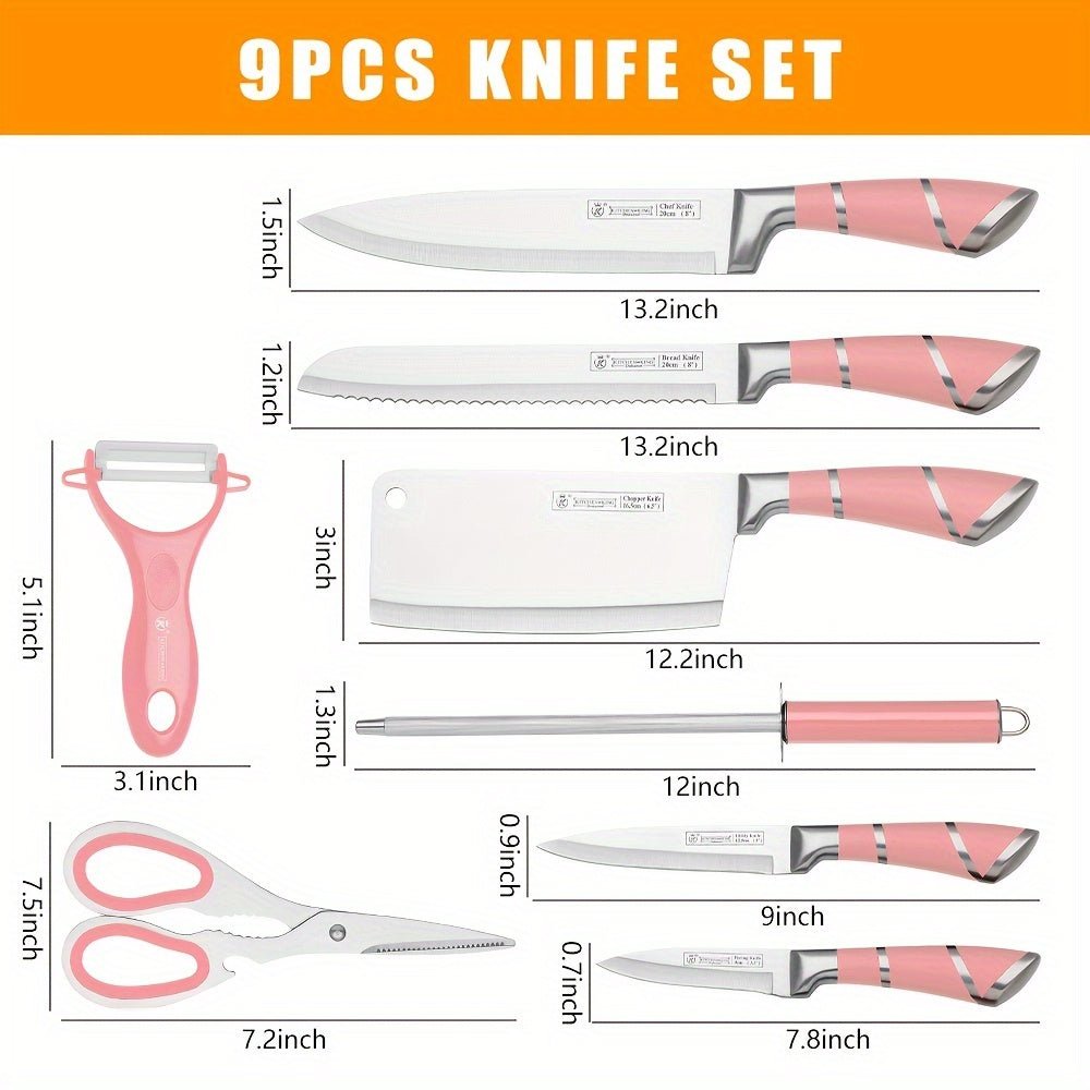 Pink Professional Chef Knife Set with Acrylic Stand - Blu Lotus Boutique