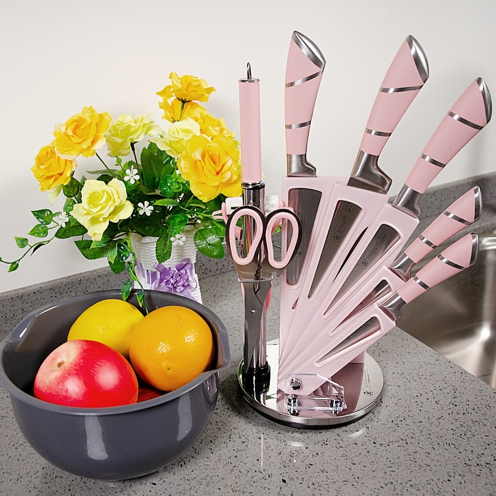Pink Professional Chef Knife Set with Acrylic Stand - Blu Lotus Boutique