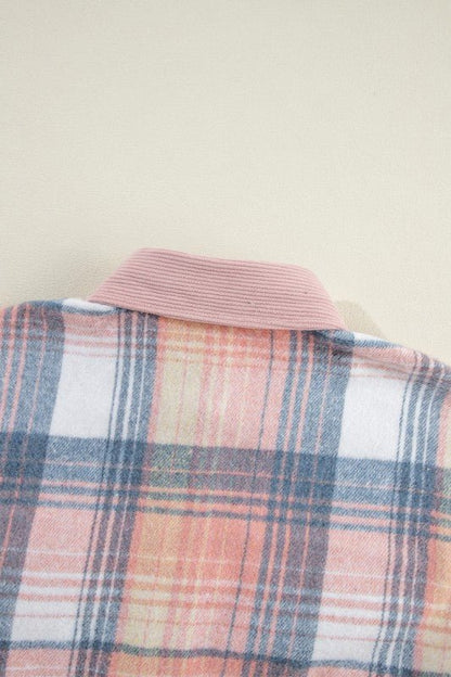 Plaid Corduroy Patchwork Chest Pocket Shacket - Blu Lotus Boutique
