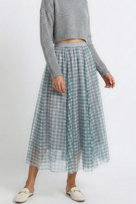 Plaid Tulle Midi Skirt - Blu Lotus Boutique