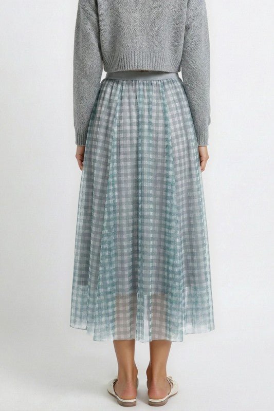 Plaid Tulle Midi Skirt - Blu Lotus Boutique