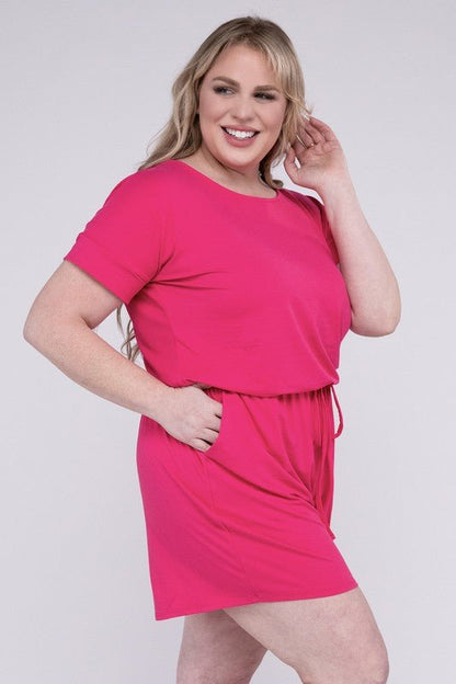 Plus Brushed DTY Romper with Pockets - Blu Lotus Boutique