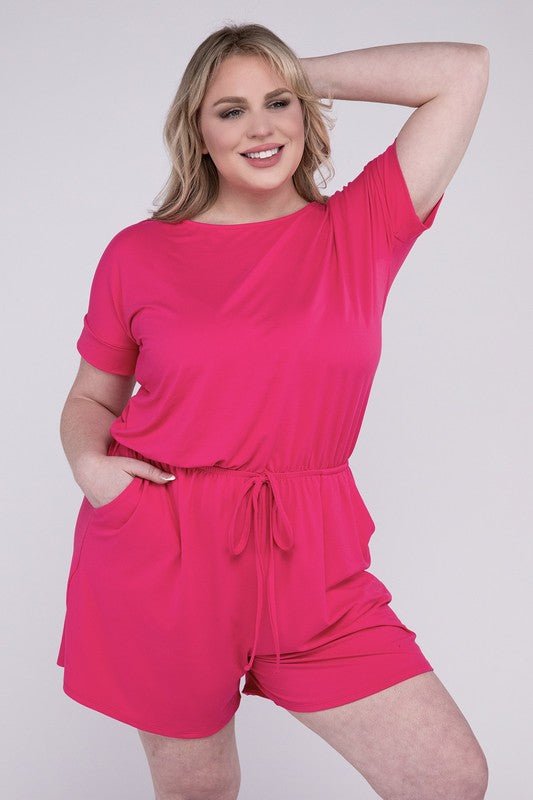 Plus Brushed DTY Romper with Pockets - Blu Lotus Boutique