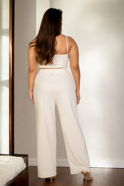 Plus Bustier Crop Cami Top & Pocket Straight Pants - Blu Lotus Boutique