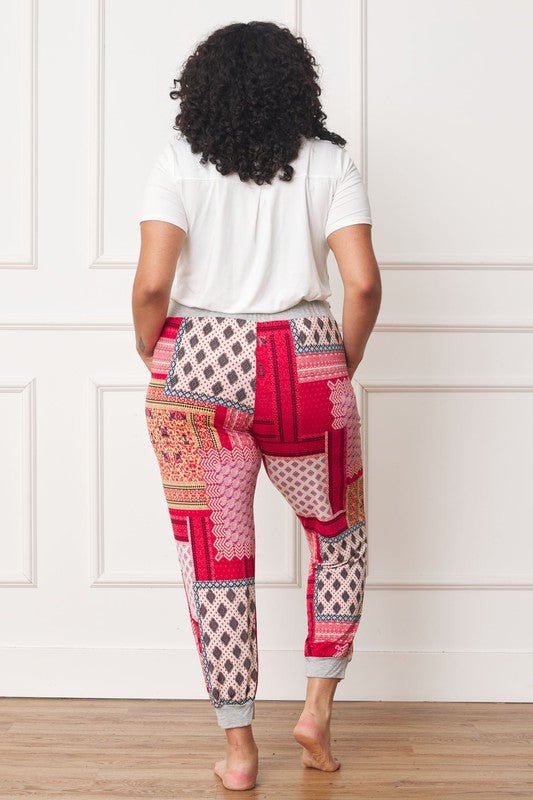 Plus Quilted Print Joggers - Blu Lotus Boutique