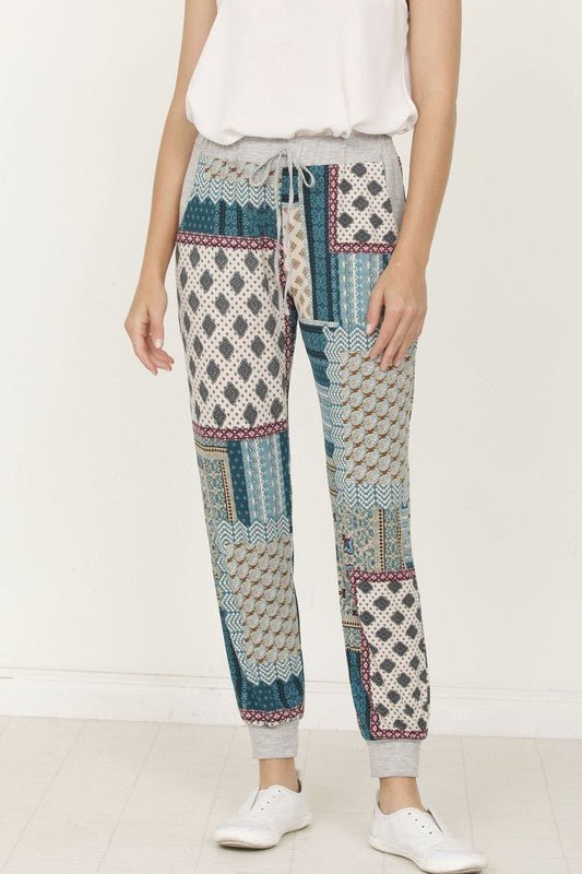 Plus Quilted Print Joggers - Blu Lotus Boutique