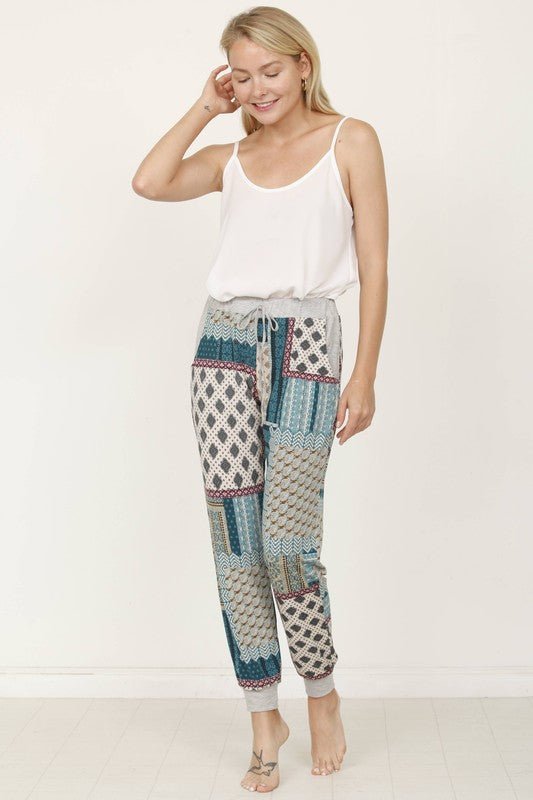Plus Quilted Print Joggers - Blu Lotus Boutique