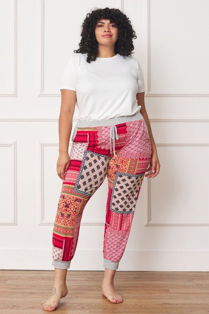 Plus Quilted Print Joggers - Blu Lotus Boutique