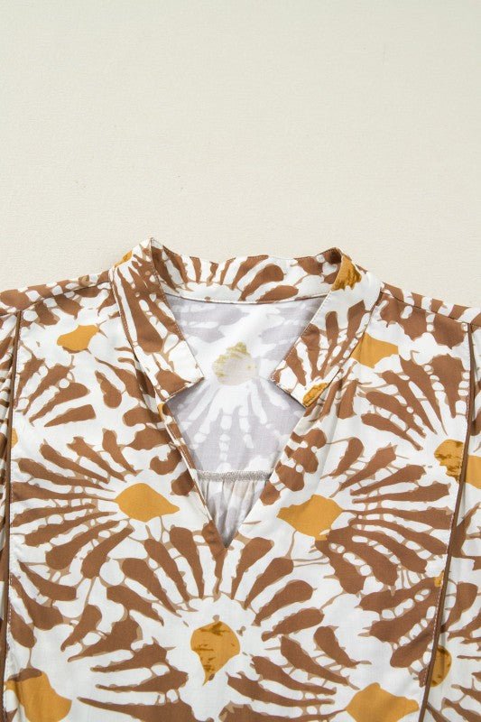 Plus Size Abstract Plant Long Sleeve Maxi Dress - Blu Lotus Boutique