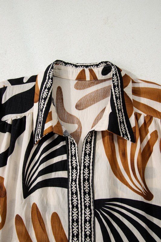 Plus Size Boho Abstract Long Sleeve Maxi Dress - Blu Lotus Boutique