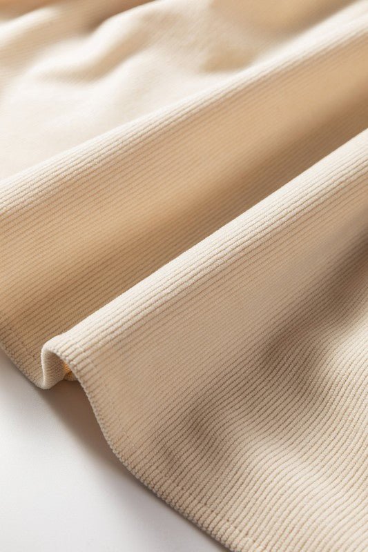 Plus Size Corduroy Scallop Notched Neck Mini Dress - Blu Lotus Boutique