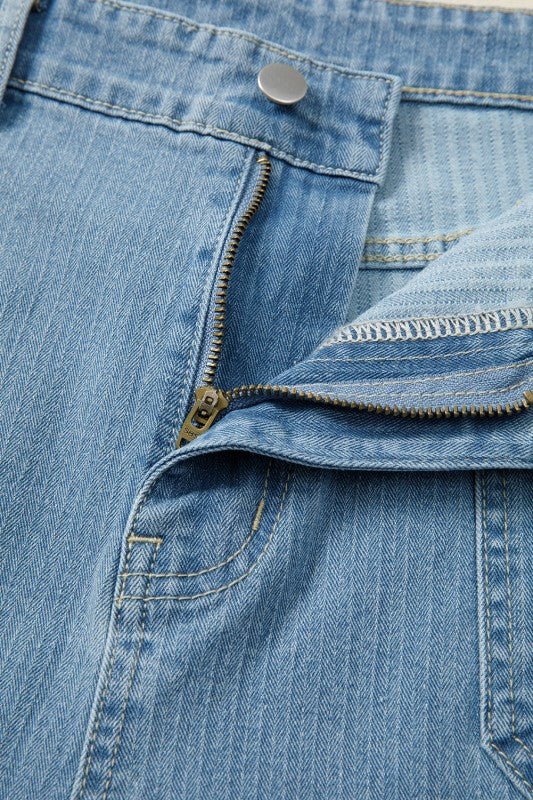 Plus Size Denim Textured Patch Pocket Jeans - Blu Lotus Boutique