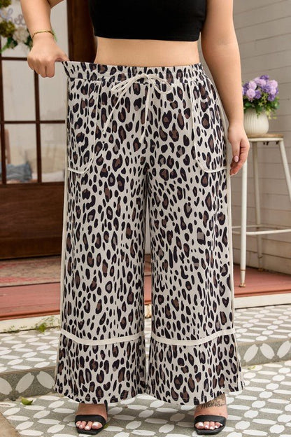 Plus Size Leopard Reverse Seam Patch Pocket Pants - Blu Lotus Boutique