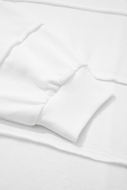 Plus Size Solid Raw Seam Top and Drawstring Pants - Blu Lotus Boutique