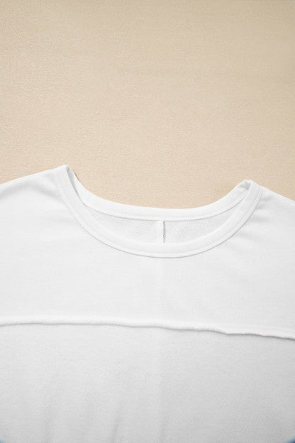 Plus Size Solid Raw Seam Top and Drawstring Pants - Blu Lotus Boutique