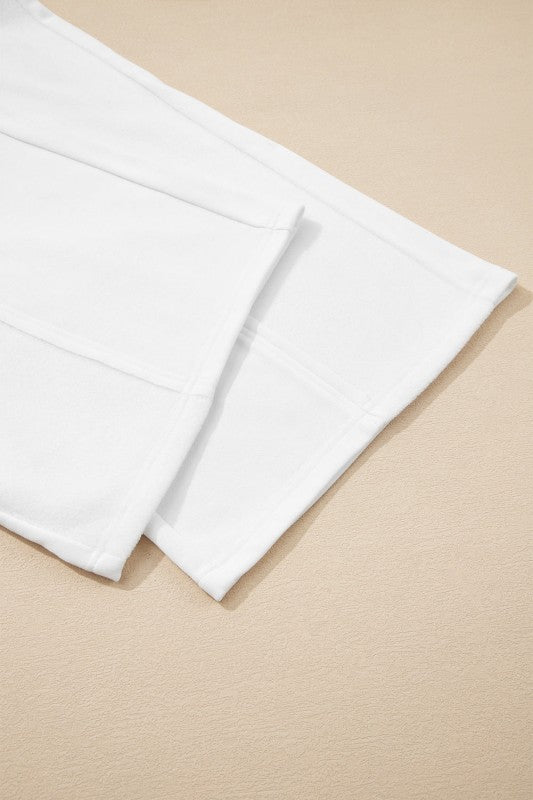 Plus Size Solid Raw Seam Top and Drawstring Pants - Blu Lotus Boutique