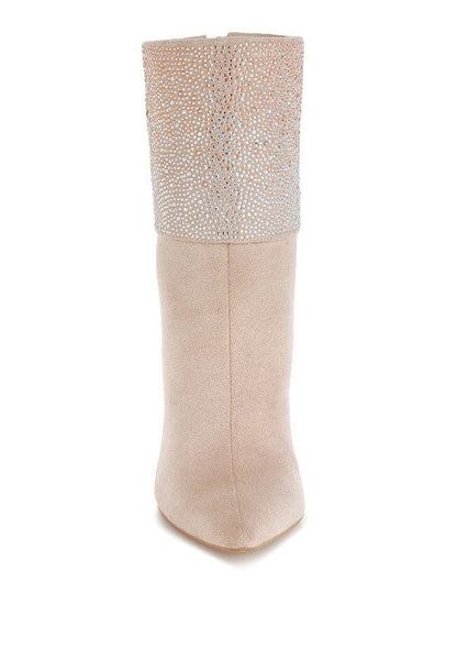 Podstar Rhinestones Embellished Foldover Boots - Blu Lotus Boutique