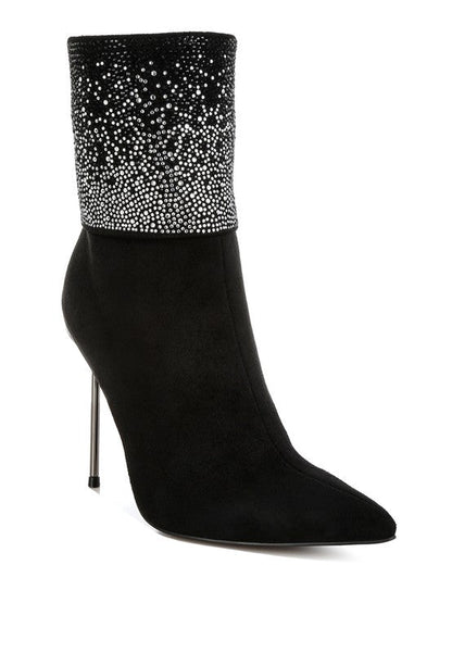 Podstar Rhinestones Embellished Foldover Boots - Blu Lotus Boutique