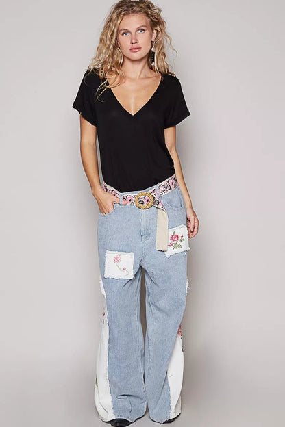 POL Basic V - Neck Short Sleeve T-Shirt - Blu Lotus Boutique