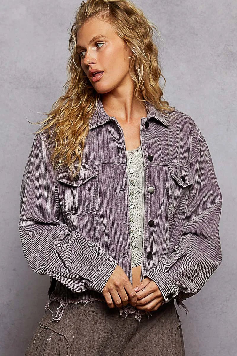 POL Button Down Corduroy Trucker Jacket - Blu Lotus Boutique