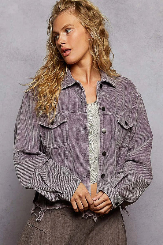 POL Button Down Corduroy Trucker Jacket - Blu Lotus Boutique
