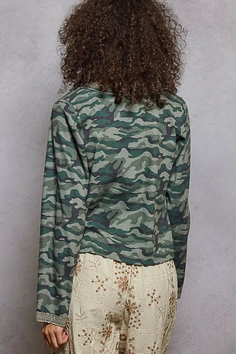 POL Camouflage Print Long Sleeve Top - Blu Lotus Boutique