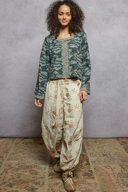 POL Camouflage Print Long Sleeve Top - Blu Lotus Boutique