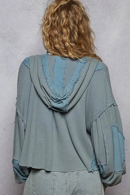 POL Contrast Cropped Jacket with Raw Edge Detail - Blu Lotus Boutique