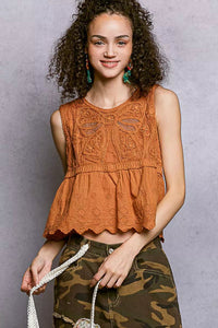 POL Crochet Cropped Tank with Scalloped Hem - Blu Lotus Boutique