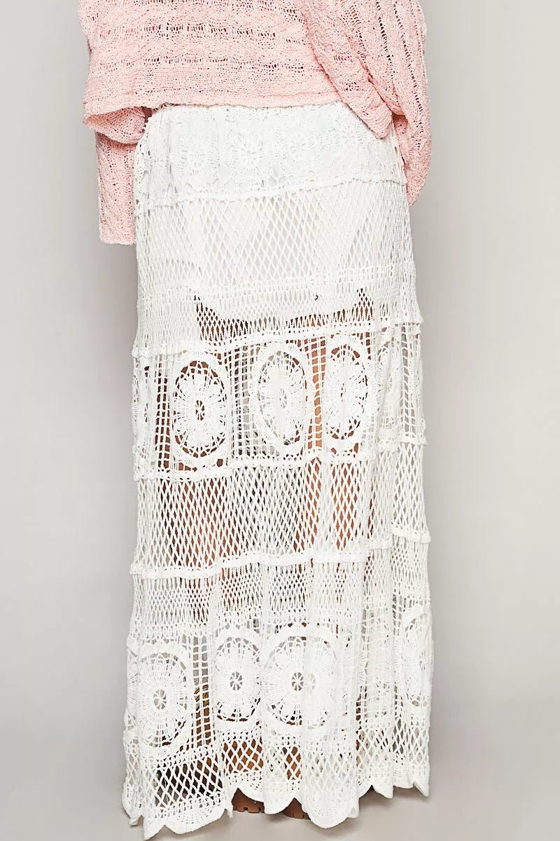 POL Crochet Floral Flared Skirt with Elastic Waist Band - Blu Lotus Boutique