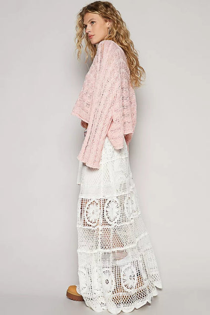 POL Crochet Floral Flared Skirt with Elastic Waist Band - Blu Lotus Boutique