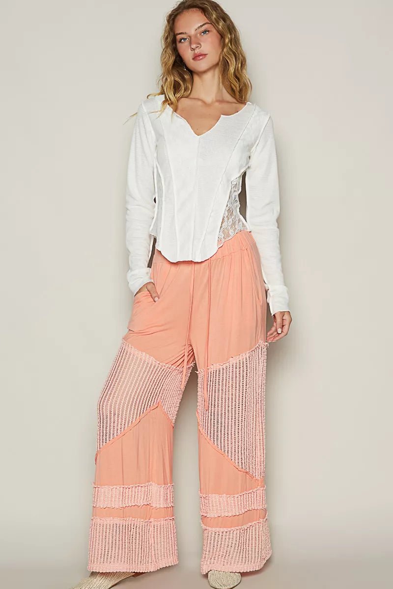 POL Drawstring Elastic Waistband Wide - Leg Pants - Blu Lotus Boutique