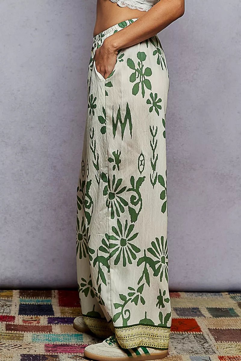 POL Floral Printed Woven Wide Leg Drawstring Pants - Blu Lotus Boutique