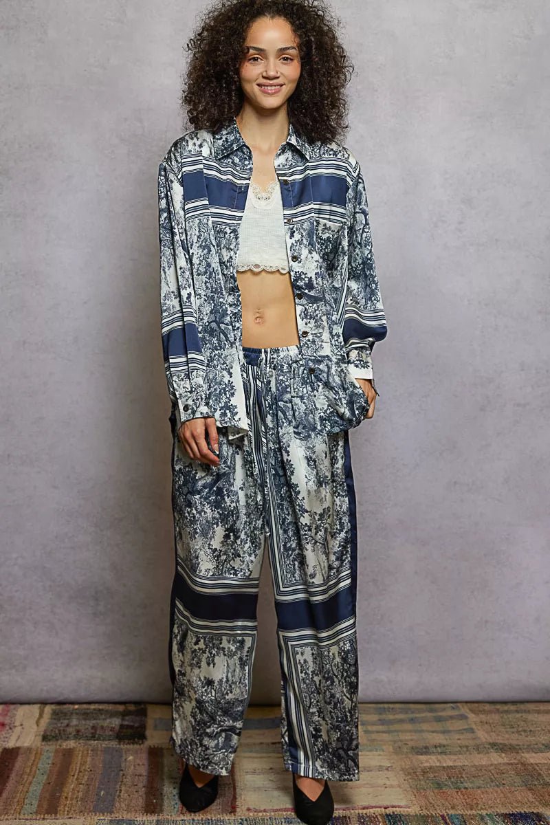 POL Floral Printed Woven Wide Leg Drawstring Pants - Blu Lotus Boutique