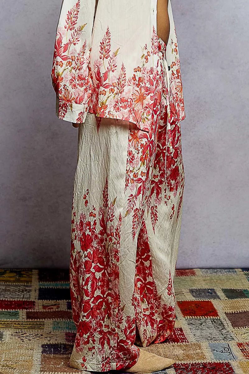 POL Floral Printed Woven Wide Leg Drawstring Pants - Blu Lotus Boutique