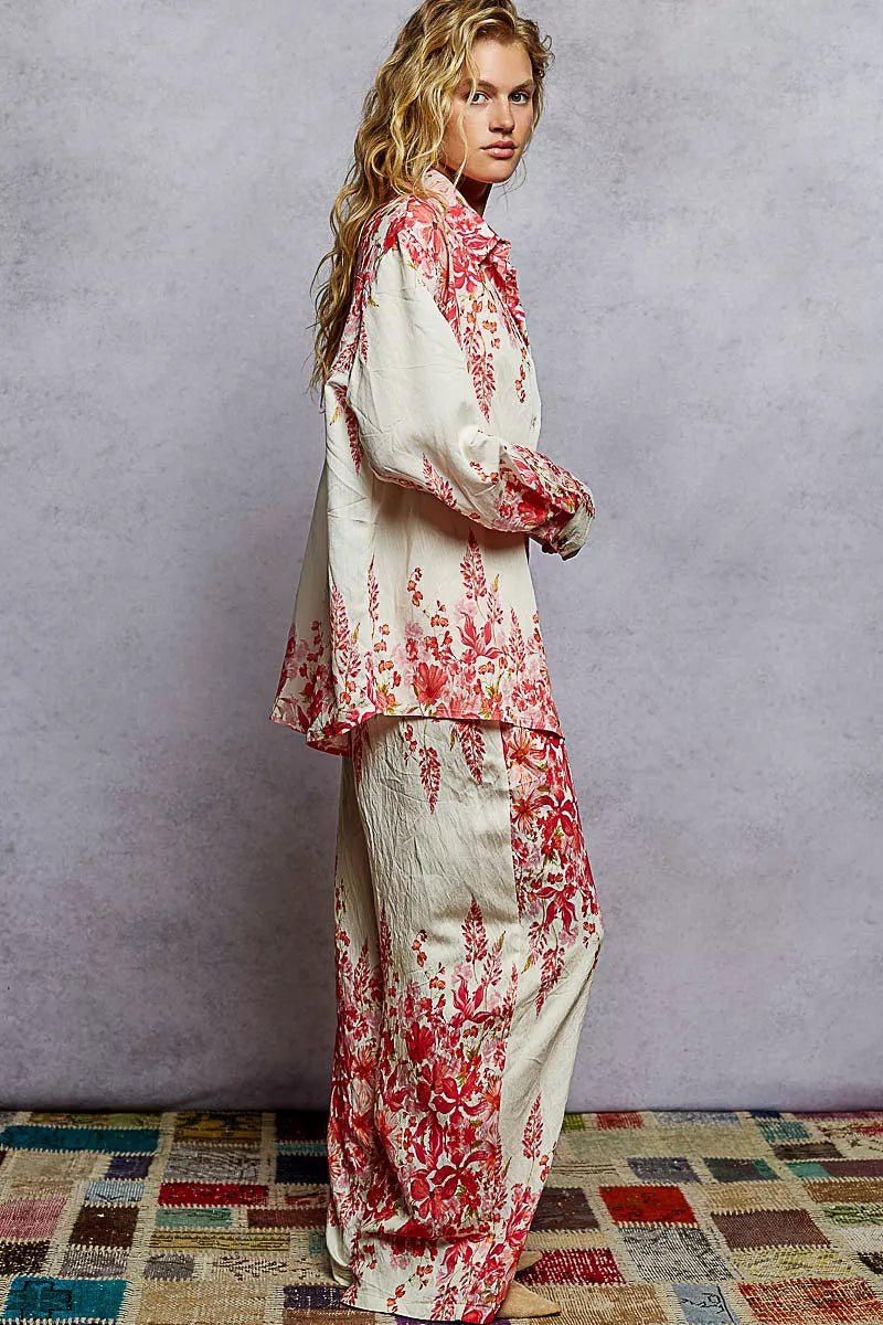 POL Floral Printed Woven Wide Leg Drawstring Pants - Blu Lotus Boutique