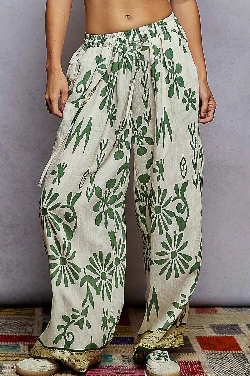 POL Floral Printed Woven Wide Leg Drawstring Pants - Blu Lotus Boutique