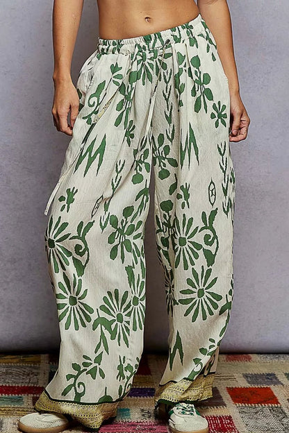 POL Floral Printed Woven Wide Leg Drawstring Pants - Blu Lotus Boutique