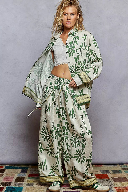 POL Floral Printed Woven Wide Leg Drawstring Pants - Blu Lotus Boutique
