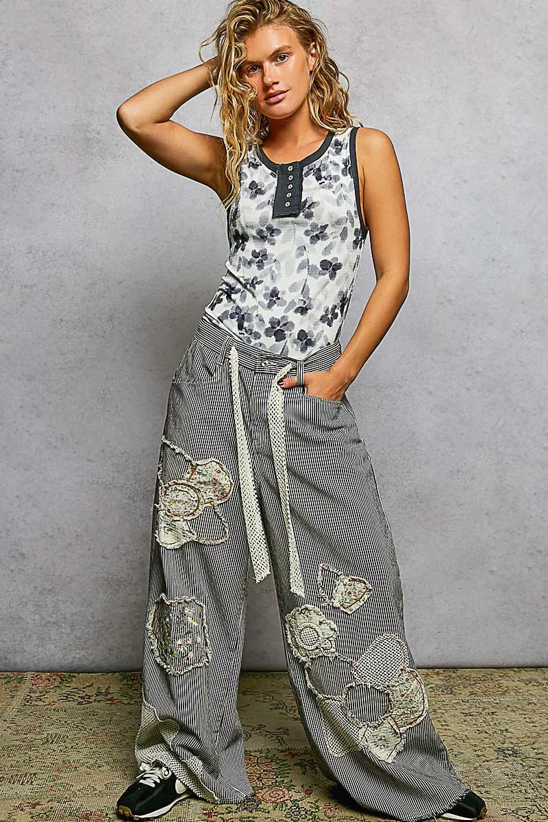 POL Floral Round Neck Cropped Ribbed Tank - Blu Lotus Boutique