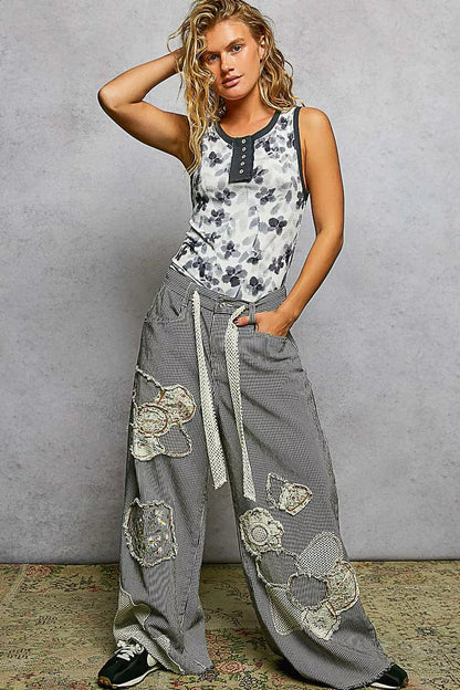 POL Floral Round Neck Cropped Ribbed Tank - Blu Lotus Boutique