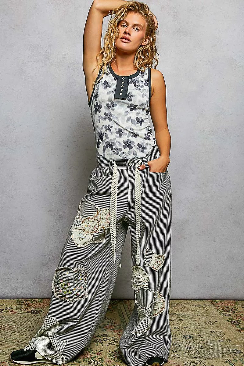 POL Floral Round Neck Cropped Ribbed Tank - Blu Lotus Boutique