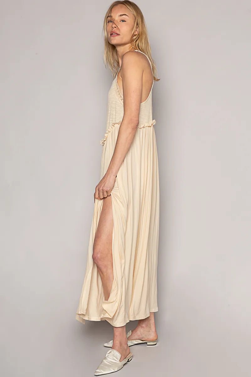 POL Frill Slit Square Neck Cami Dress - Blu Lotus Boutique