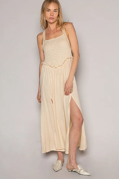 POL Frill Slit Square Neck Cami Dress - Blu Lotus Boutique
