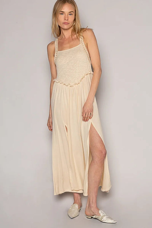POL Frill Slit Square Neck Cami Dress - Blu Lotus Boutique