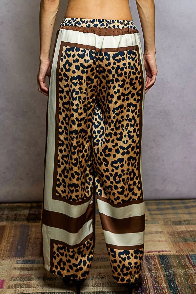 POL Leopard Printed Woven Wide Leg Drawstring Pants - Blu Lotus Boutique